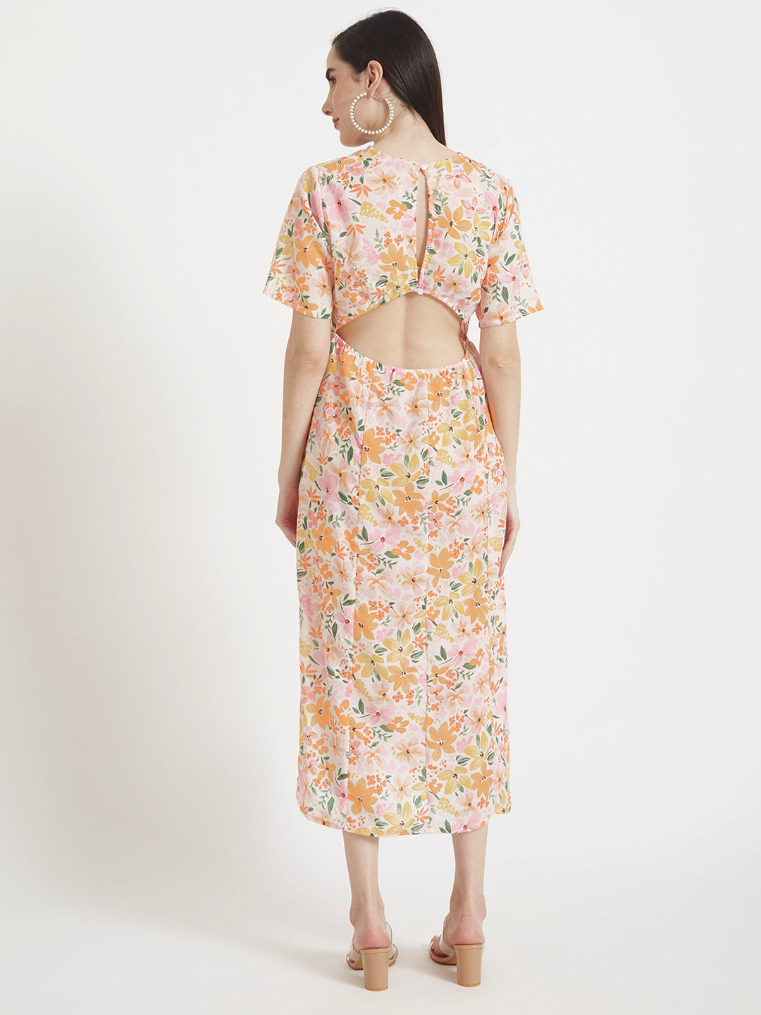 Luxury Cambric Digital Print Maxi Dress With Slash Pocket