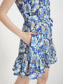 Premium Micro Digital Print V Neck Flare Dress With Slash Pocket