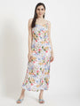 Premium Micro Digital Print Shoulder Strap Bodycon Maxi Dress With Slash Pocket