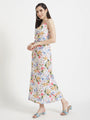 Premium Micro Digital Print Shoulder Strap Bodycon Maxi Dress With Slash Pocket