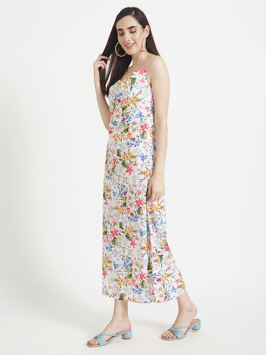 Premium Micro Digital Print Shoulder Strap Bodycon Maxi Dress With Slash Pocket