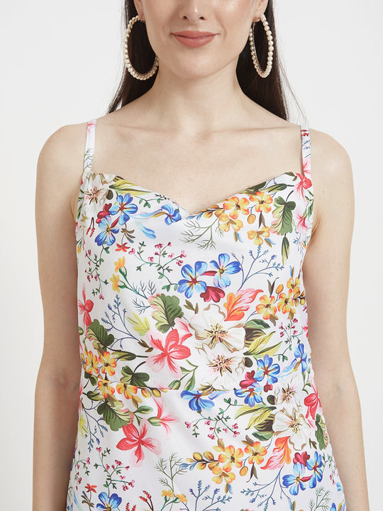 Premium Micro Digital Print Shoulder Strap Bodycon Maxi Dress With Slash Pocket