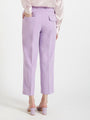 Women'S Luxury Banana Crepe Lilac Straight Fit Flap Pocket Trouser