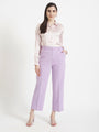 Women'S Luxury Banana Crepe Lilac Straight Fit Flap Pocket Trouser