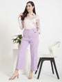 Women'S Luxury Banana Crepe Lilac Straight Fit Flap Pocket Trouser