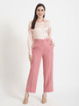 Women'S Luxury Banana Crepe French Rose Straight Fit Flap Pocket Trouser