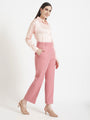 Women'S Premium Soft Pink Drop Shoulder Oversized Satin Shirt With Blush Pink Straight Fit Trouser