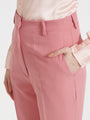 Women'S Luxury Banana Crepe French Rose Straight Fit Flap Pocket Trouser