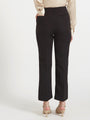 Women'S Luxury Banana Crepe Black Flared Trouser Slash Pocket