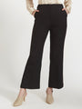 Women'S Luxury Banana Crepe Black Flared Trouser Slash Pocket