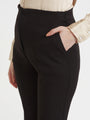 Women'S Luxury Banana Crepe Black Flared Trouser Slash Pocket