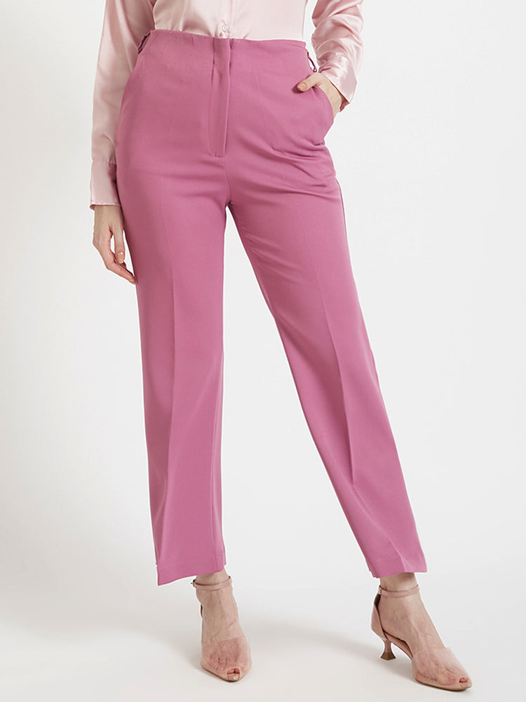 Women'S Luxury Banana Crepe Canyon Rose Flared Trouser Slash Pocket