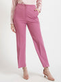 Women'S Luxury Banana Crepe Canyon Rose Flared Trouser Slash Pocket