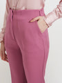 Women'S Luxury Banana Crepe Canyon Rose Flared Trouser Slash Pocket