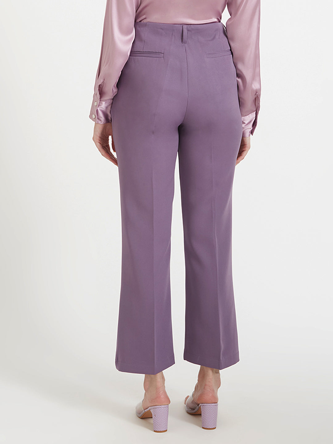 Women'S Luxury Banana Crepe Burlwood Flared Trouser Slash Pocket