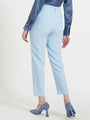 Women'S Luxury Banana Crepe Ice Blue Skin Fit Multi Pleated Trouser