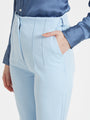 Women'S Luxury Banana Crepe Ice Blue Skin Fit Multi Pleated Trouser