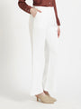 Women'S Luxury Banana Crepe Off White Flared Trouser Slash Pocket