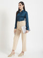Women'S Luxury Banana Crepe Fawn Straight Fit Flap Pocket Trouser