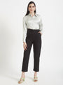 Women'S Luxury Banana Crepe Black Skin Fit Multi Pleated Trouser