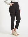 Women'S Luxury Banana Crepe Black Skin Fit Multi Pleated Trouser
