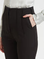 Women'S Luxury Banana Crepe Black Skin Fit Multi Pleated Trouser
