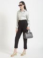 Women'S Luxury Banana Crepe Black Skin Fit Multi Pleated Trouser