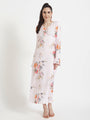 Luxury Satin Digital Print Maxi Dress With Slash Pocket