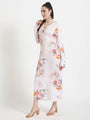 Luxury Satin Digital Print Maxi Dress With Slash Pocket