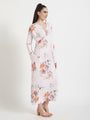 Luxury Satin Digital Print Maxi Dress With Slash Pocket