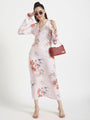 Luxury Satin Digital Print Maxi Dress With Slash Pocket