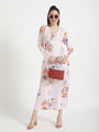 Luxury Satin Digital Print Maxi Dress With Slash Pocket