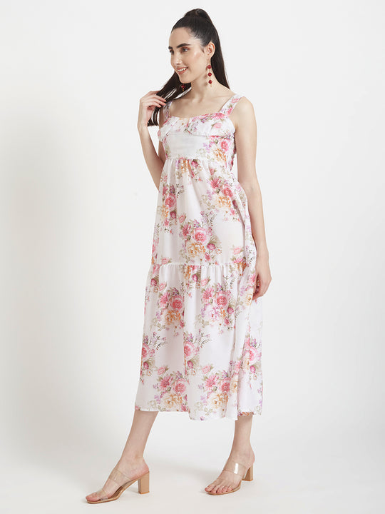Premium Muslin Digital Print Maxi Dress With Slash Pocket