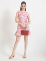 Premium Micro Digital Print V Neck Flare Dress With Slash Pocket