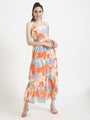 Premium Muslin Digital Print Shoulder Strap Maxi Dress With Slash Pocket