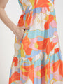 Premium Muslin Digital Print Shoulder Strap Maxi Dress With Slash Pocket