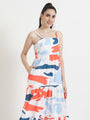 Premium American Crepe Digital Print Shoulder Strap Maxi Dress With Slash Pocket