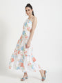 Premium Micro Digital Print Flare Maxi Dress With Slash Pocket