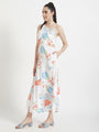 Premium Micro Digital Print Flare Maxi Dress With Slash Pocket