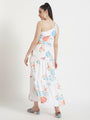 Premium Micro Digital Print Flare Maxi Dress With Slash Pocket