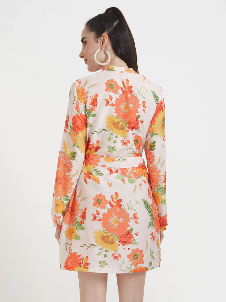Premium Muslin Digital Print Midi Dress With Slash Pocket