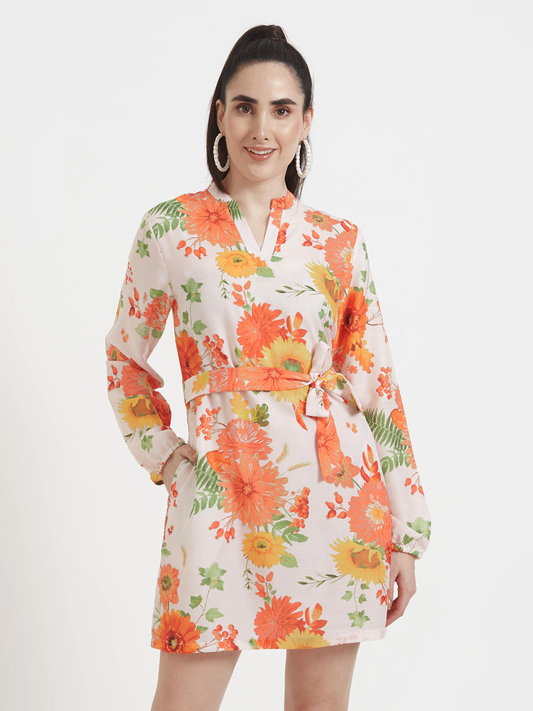 Premium Muslin Digital Print Midi Dress With Slash Pocket