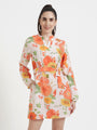 Premium Muslin Digital Print Midi Dress With Slash Pocket