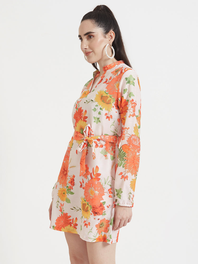 Premium Muslin Digital Print Midi Dress With Slash Pocket