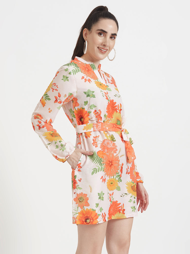 Premium Muslin Digital Print Midi Dress With Slash Pocket