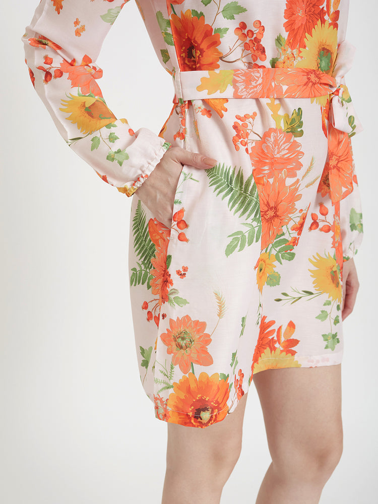 Premium Muslin Digital Print Midi Dress With Slash Pocket