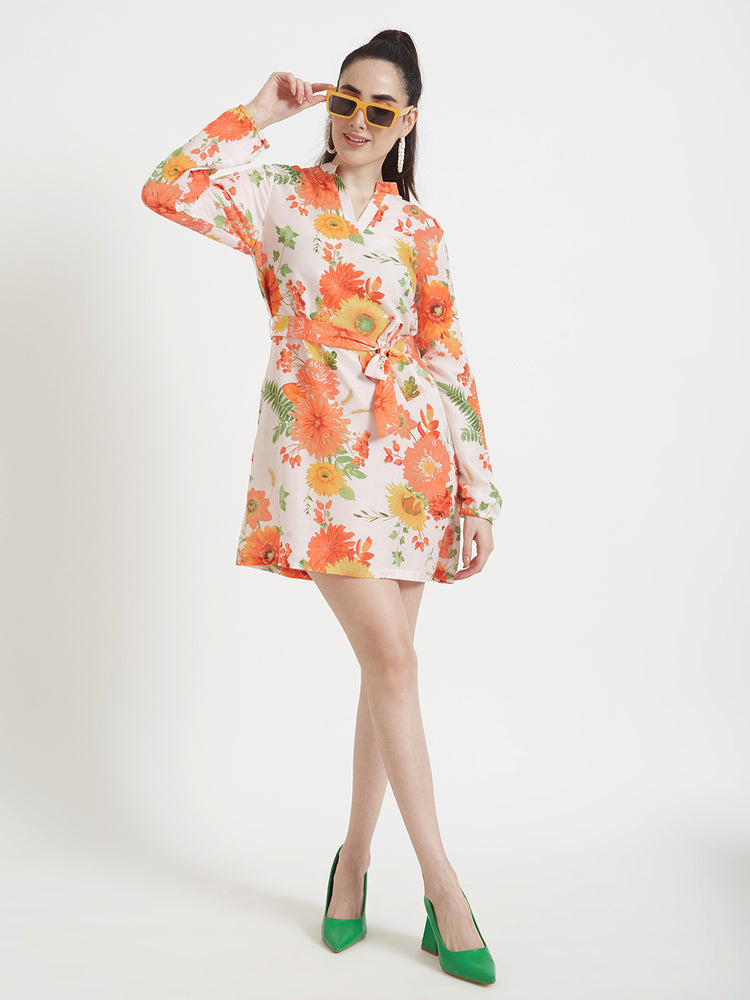 Premium Muslin Digital Print Midi Dress With Slash Pocket