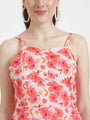 Luxury Satin Digital Print Maxi Dress With Slash Pocket