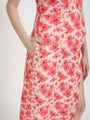 Luxury Satin Digital Print Maxi Dress With Slash Pocket