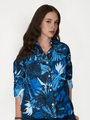 Women'S Premium Rayon Shirt With Tropical Blue Print